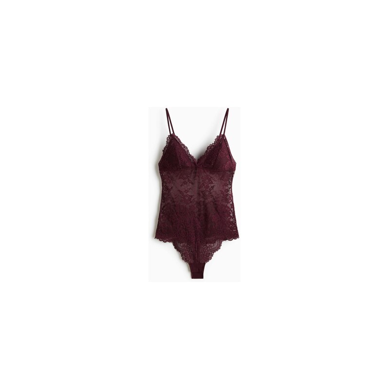 H&M - Krajkové body thongs vyztuženými košíčky - Vínová