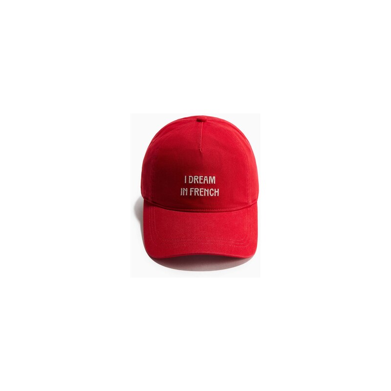 H&M - Kšiltovka z bavlněného kepru - Červená/I Dream In French