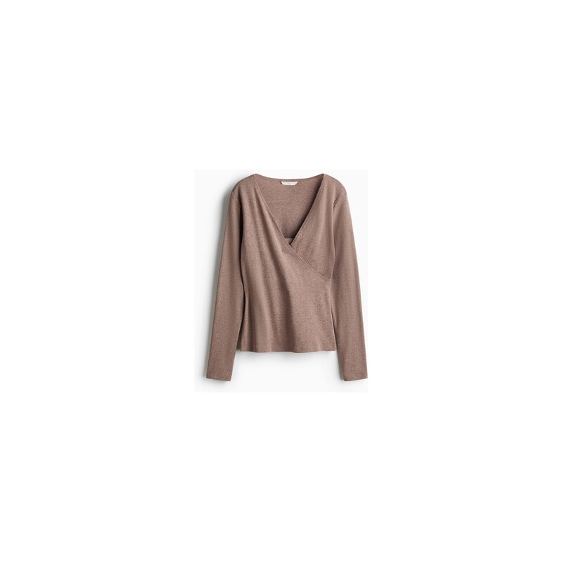 H&M - MAMA Žebrovaný top na kojení - Šedohnědý Melír