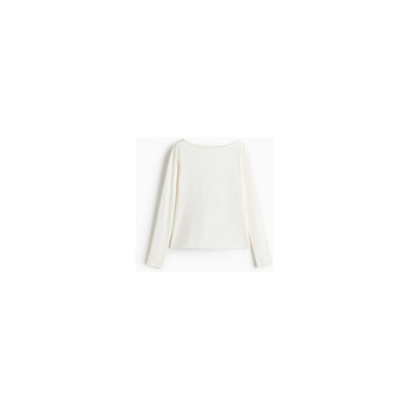H&M - Tops lodičkovým výstřihem - Krémová