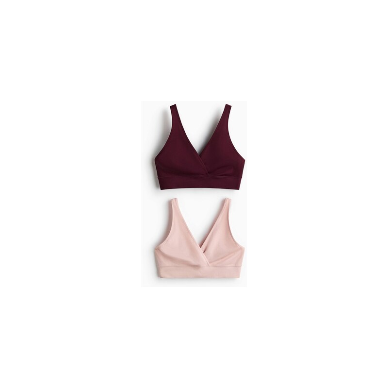 H&M - MAMA Bezešvá podprsenka na kojení 2 kusy - Vínová/Pudrově