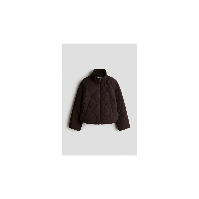 H&M - Prošívaná bunda - Tmavě Hnědá