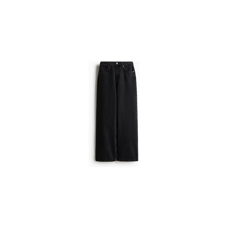 H&M - Wide Regular Waist Jeans - Černý Denim