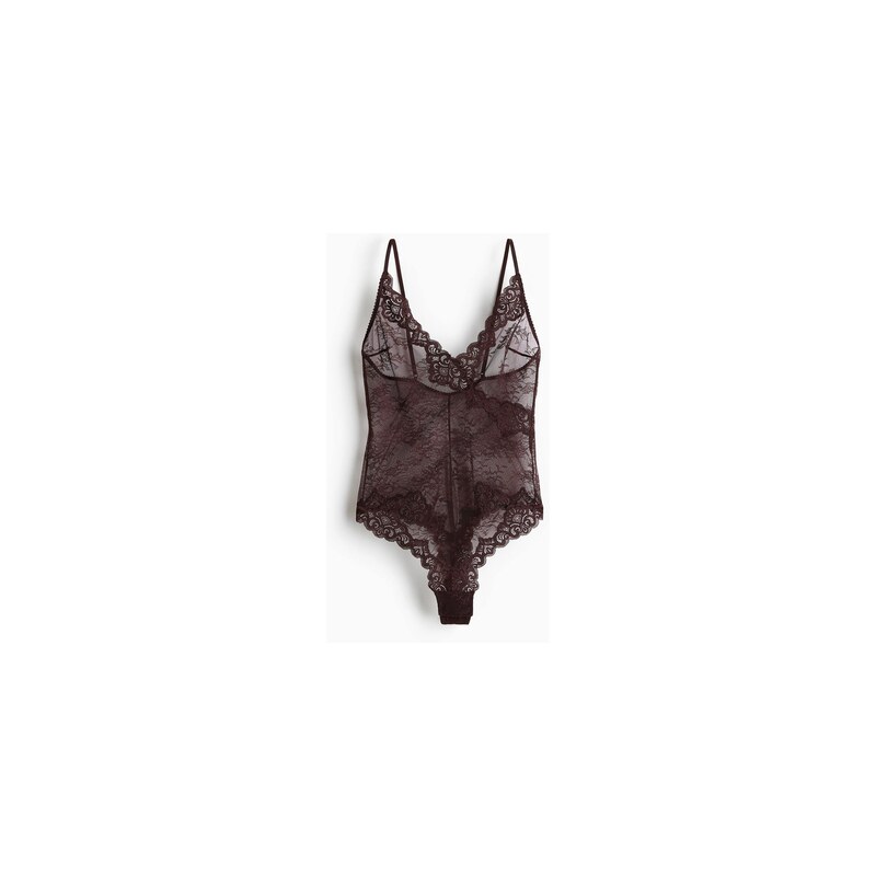 H&M - Krajkové body - Tmavě Hnědá