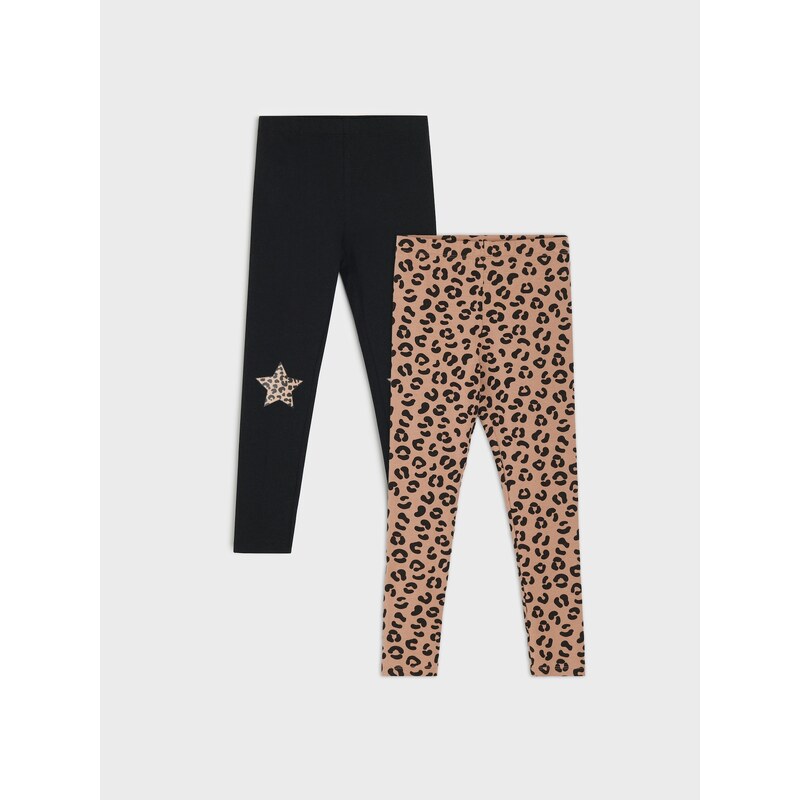Sinsay - Bavlněné legíny s leopardím vzorem 2 pack - vícebarevná
