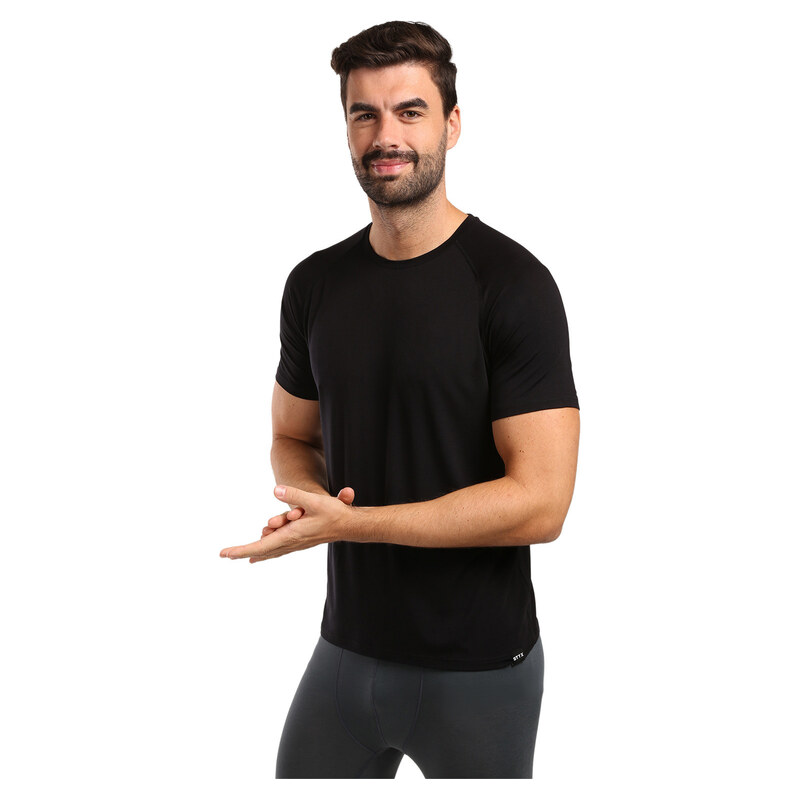Pánské tričko Styx krátký rukáv merino černé (TKPT0960)