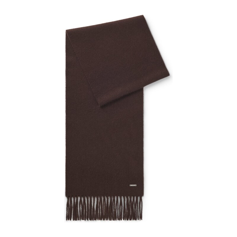 BOSS Cashmere scarf with metal logo plate