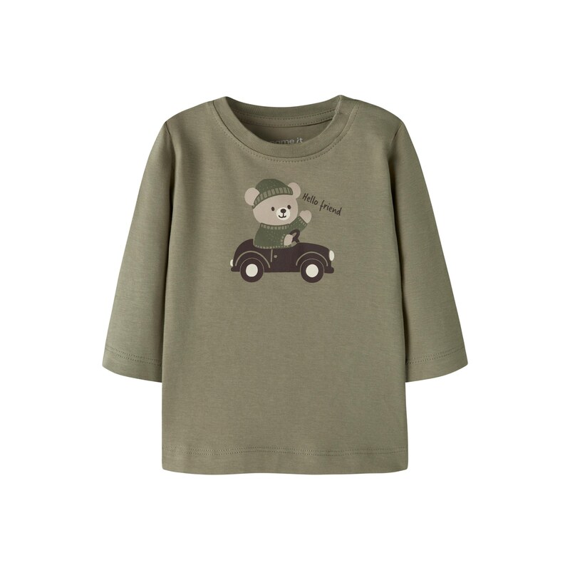 NAME IT Tričko NBMOSMAR čokoládová / cappuccino / khaki / jedle