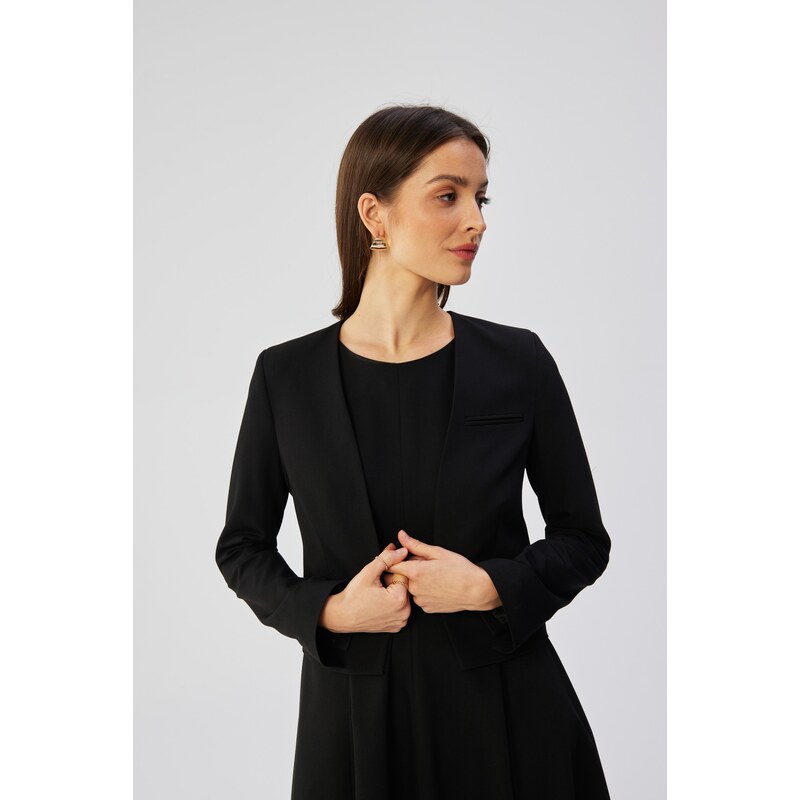 Stylove Womans Open front cropped blazer - black