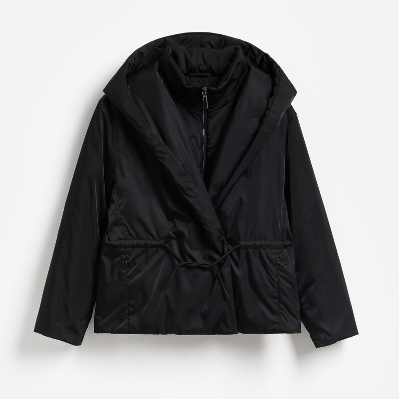 Reserved - Bunda z lesklé látky - černý
