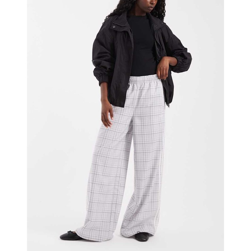adidas Originals check track bottoms in grey