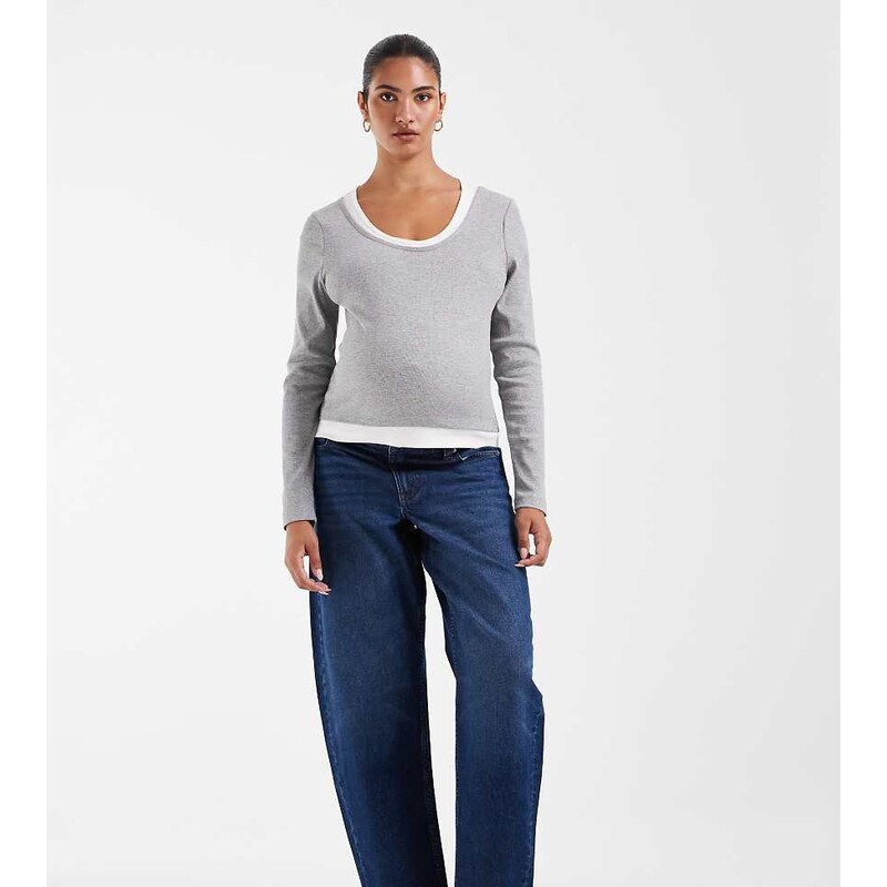 ASOS Maternity ASOS DESIGN Maternity slim barrel jean in dark