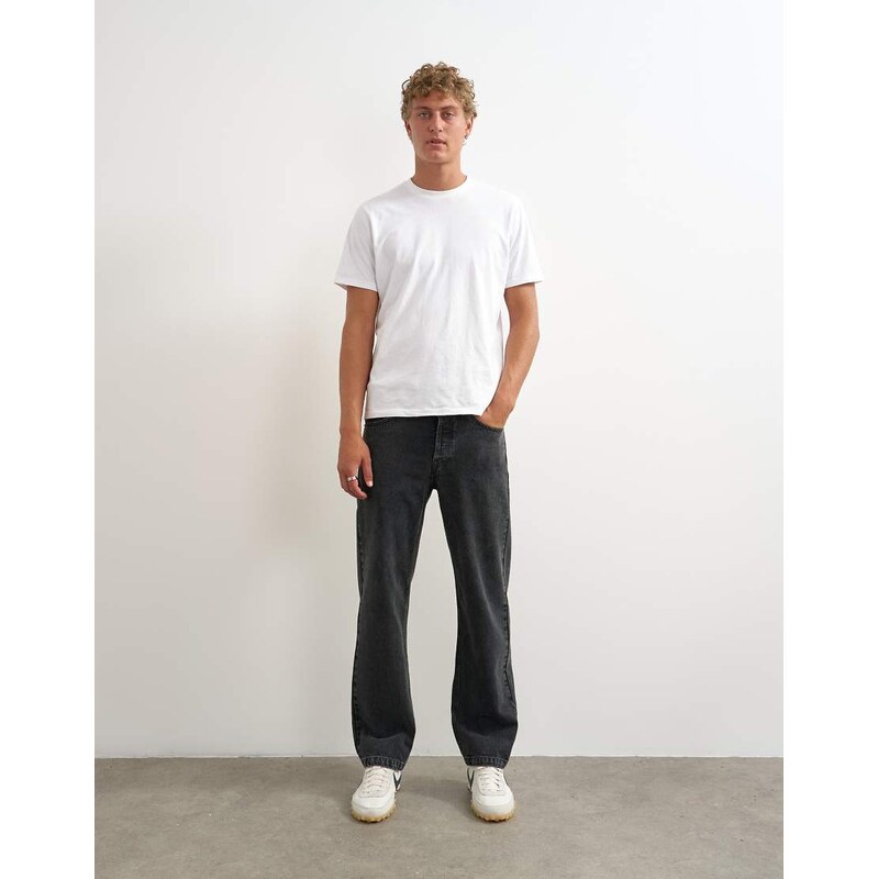 Topman rigid straight fit jean in clean washed black