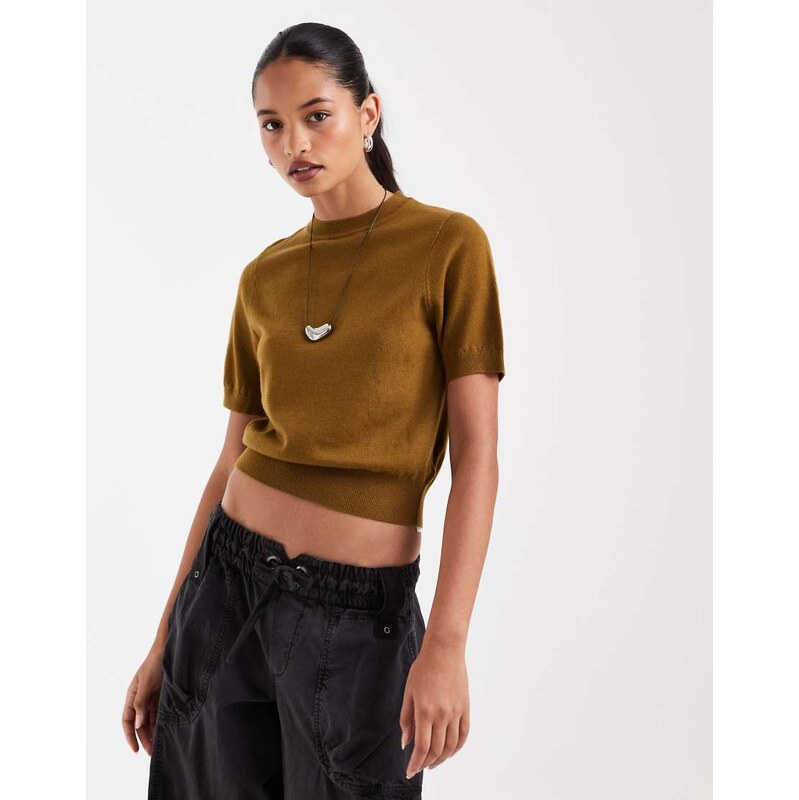 ASOS DESIGN lightweight knit tee in olive-Green