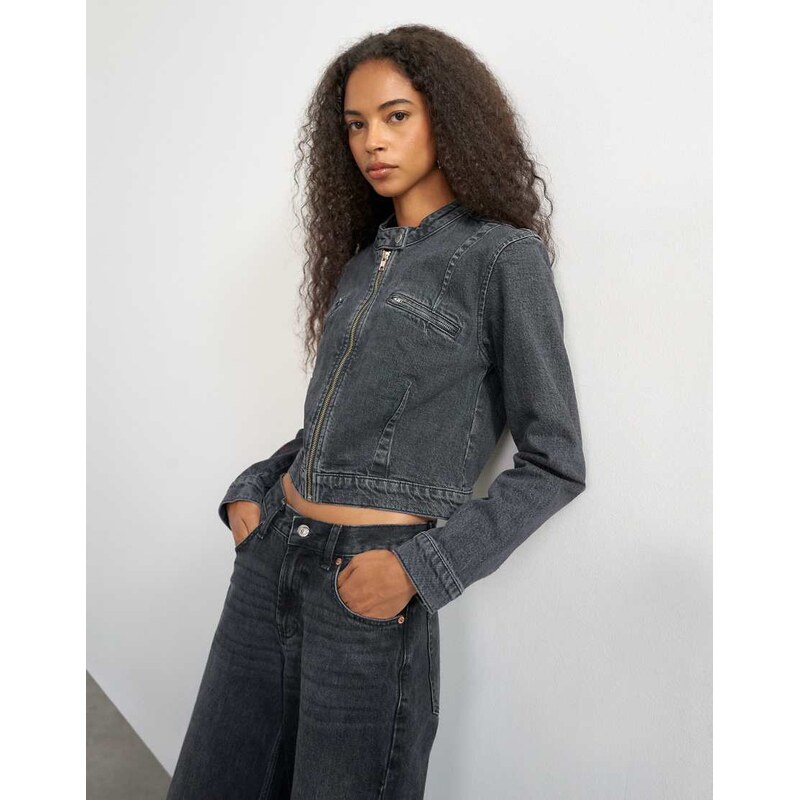 Topshop 90s fitted jacked in washed black
