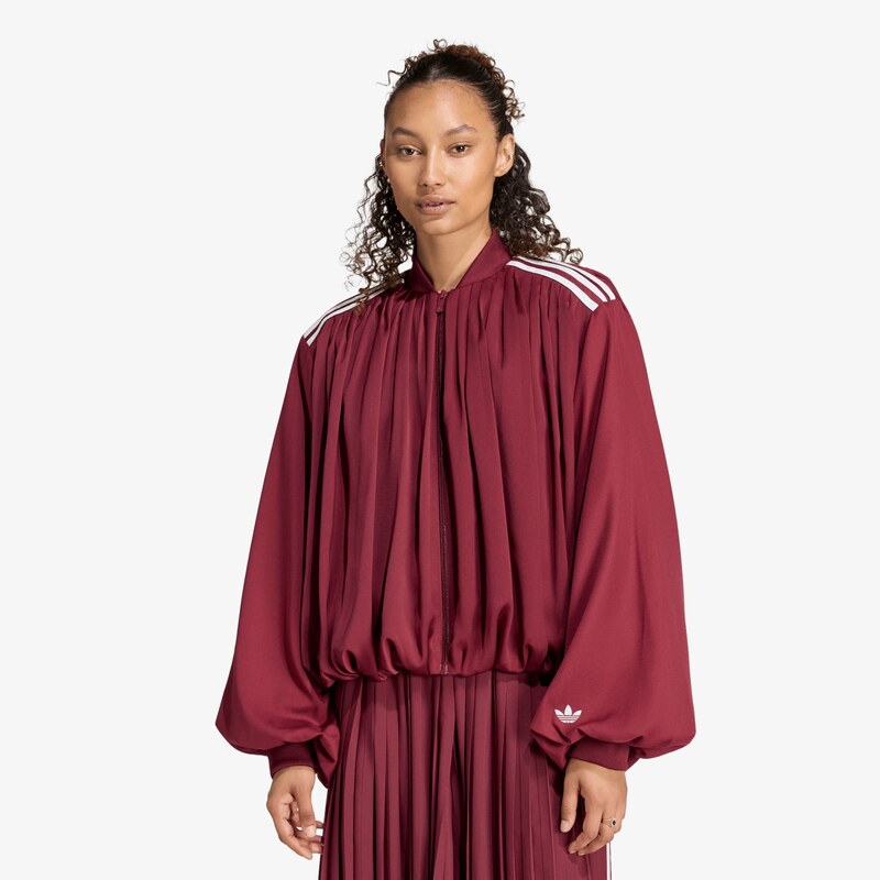 adidas Originals Mikina adidas Satin Pleated Track Top Shadow