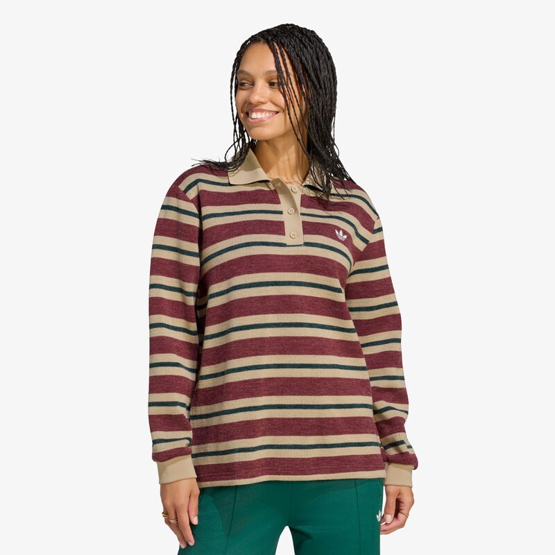 adidas Originals Svetr adidas Stripe Knitted Polo Shadow Red L