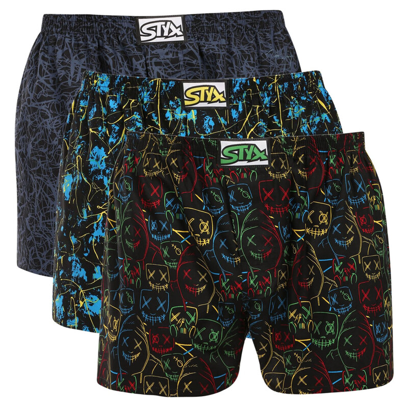 3PACK pánské trenky Styx art klasická guma vícebarevné (3A20012)