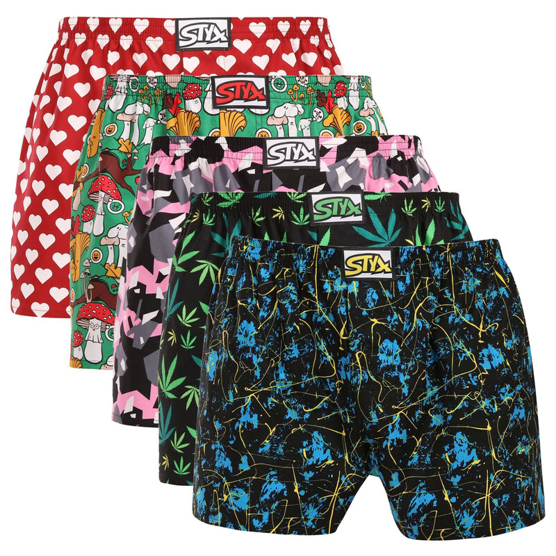 5PACK pánské trenky Styx art klasická guma vícebarevné