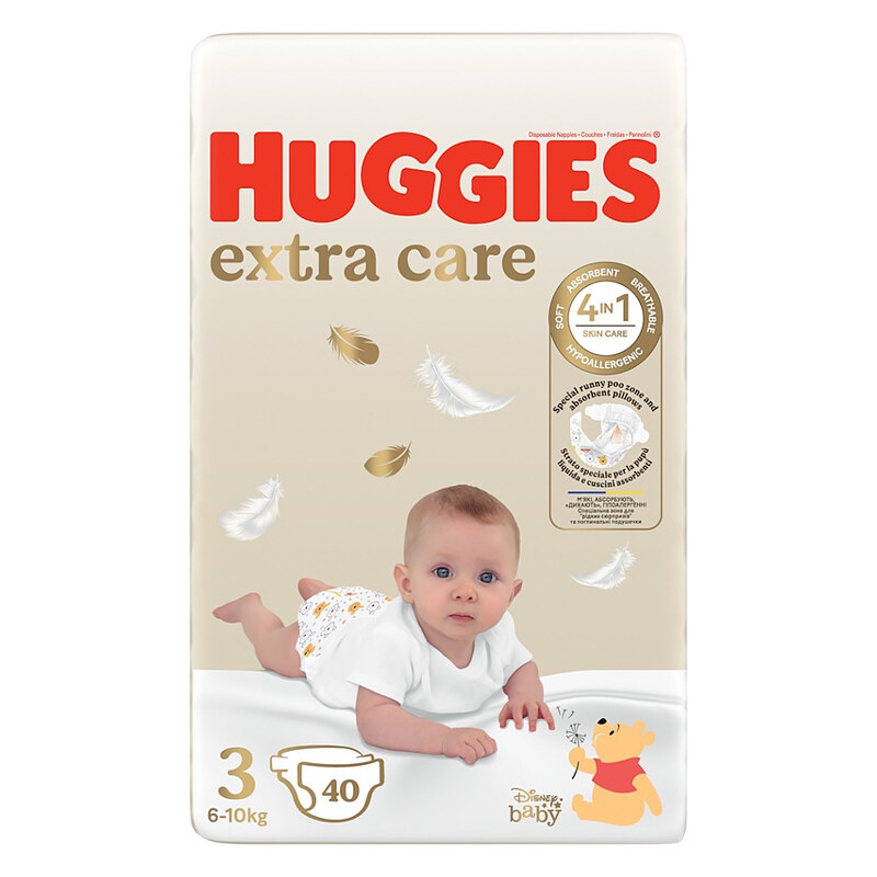 HUGGIES Extra care 3 dětské plenky 6-10 kg 40 kusů