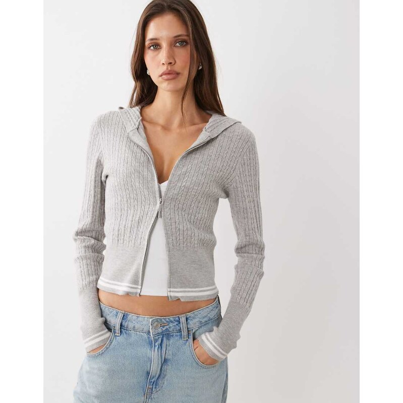 Cotton On Everfine hooded knit in grey marle