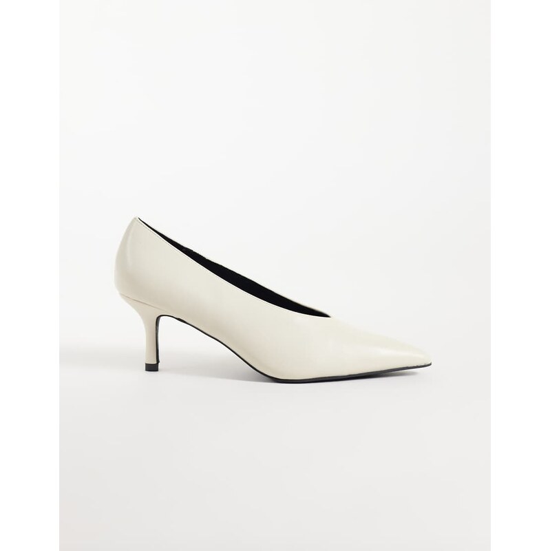 Public Desire Solaire heeled court shoes in off white