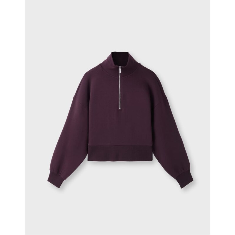 Stradivarius B10 zip-up sweatshirt with collar in dark purple