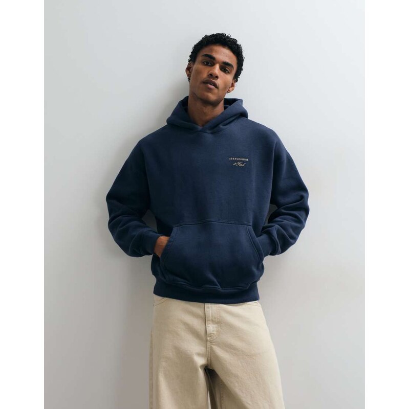 Abercrombie & Fitch script logo oversized hoodie in navy