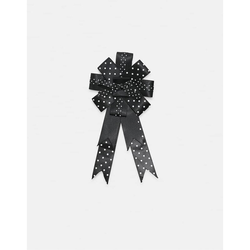 Stradivarius Polka dot bow brooch in black