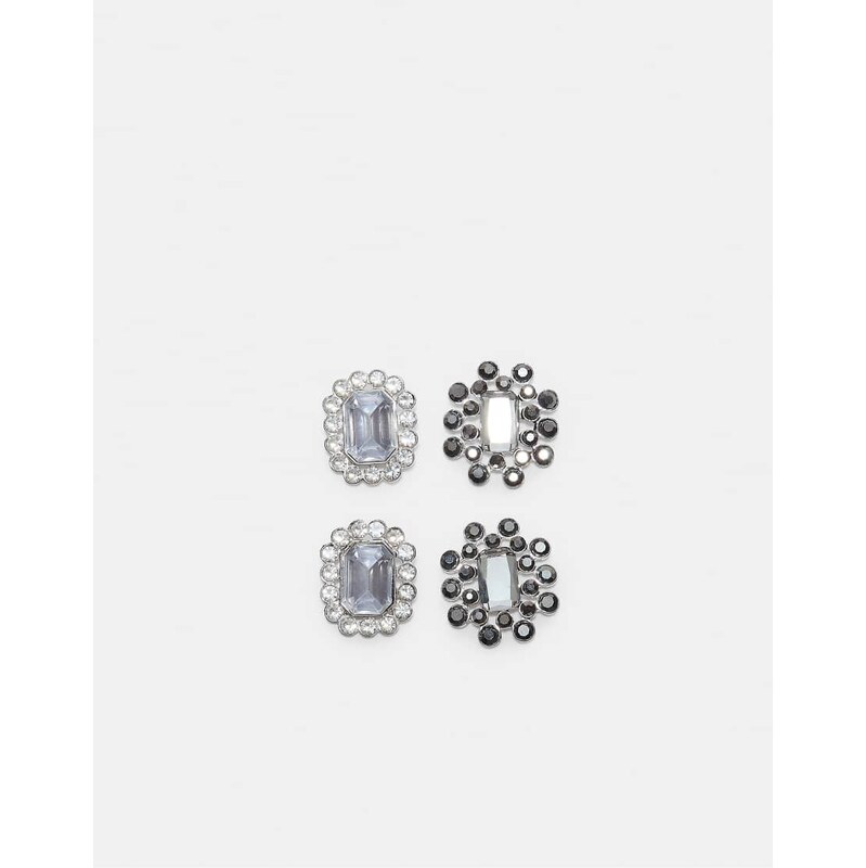Stradivarius Set of 3 jewel brooches in grey