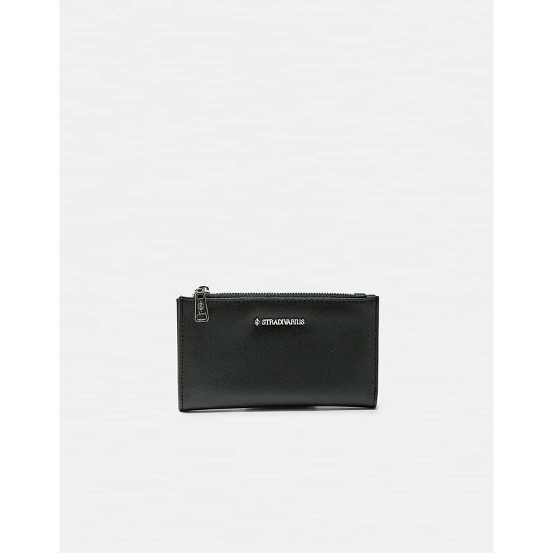 Stradivarius Basic zip-up purse in black