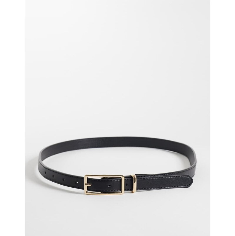 Gina tricot slim belt with gold buckle in black
