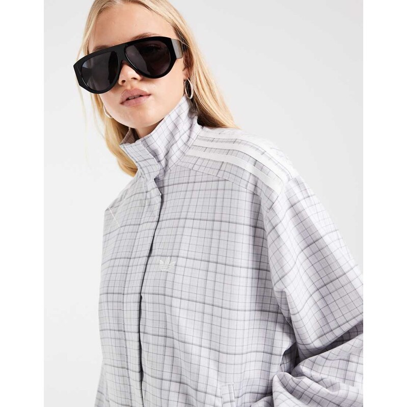 adidas Originals check track top in grey