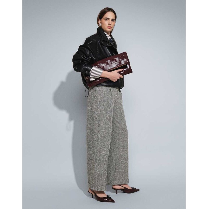 ASOS DESIGN Tailored wool look barrel trousers in mono