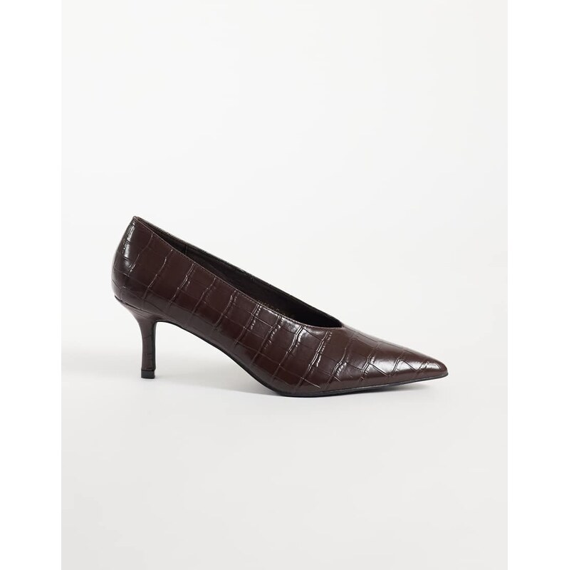 Public Desire Solaire heeled court shoes in brown croc