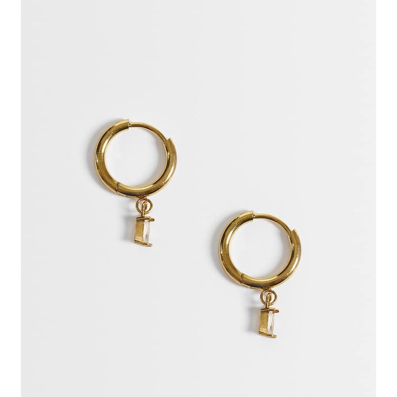 Lost Souls hoop earrings with crystal charm in 18k gold plated