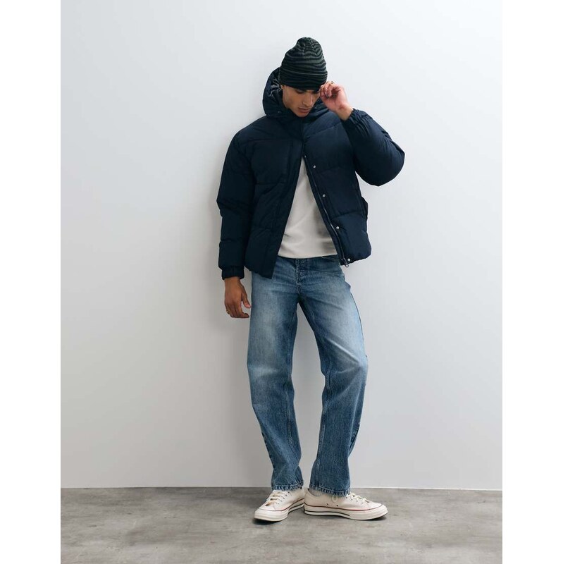 ASOS DESIGN puffer jacket in navy