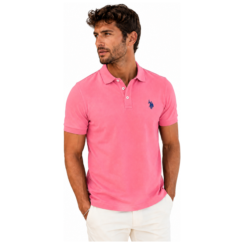 US Polo Assn Pánské polokošilové tričko - růžové
