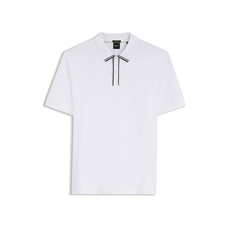 BOSS Striped-trim polo shirt in interlock cotton