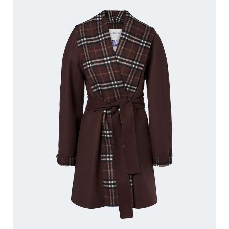 Burberry Burberry Check belted wool coat