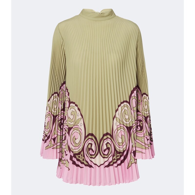 La DoubleJ Kells Swirl plissé crêpe de chine minidress