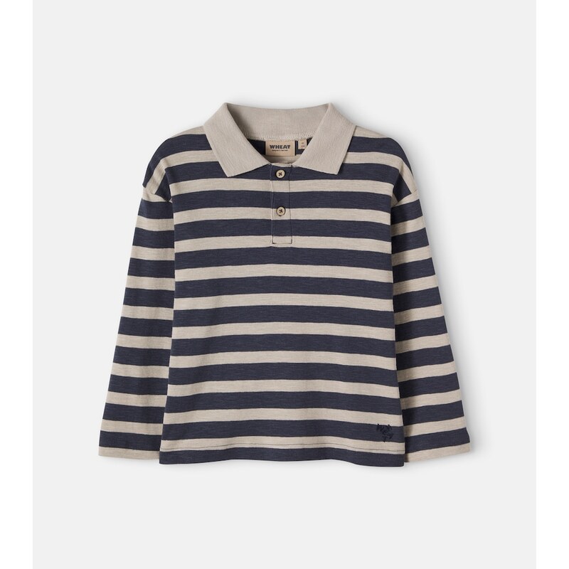 Wheat Fred striped cotton jersey polo shirt