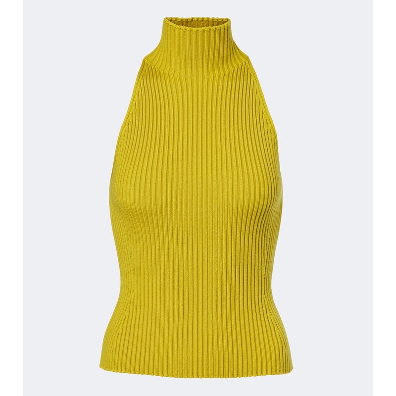 Alaïa Ribbed-knit wool-blend halterneck top