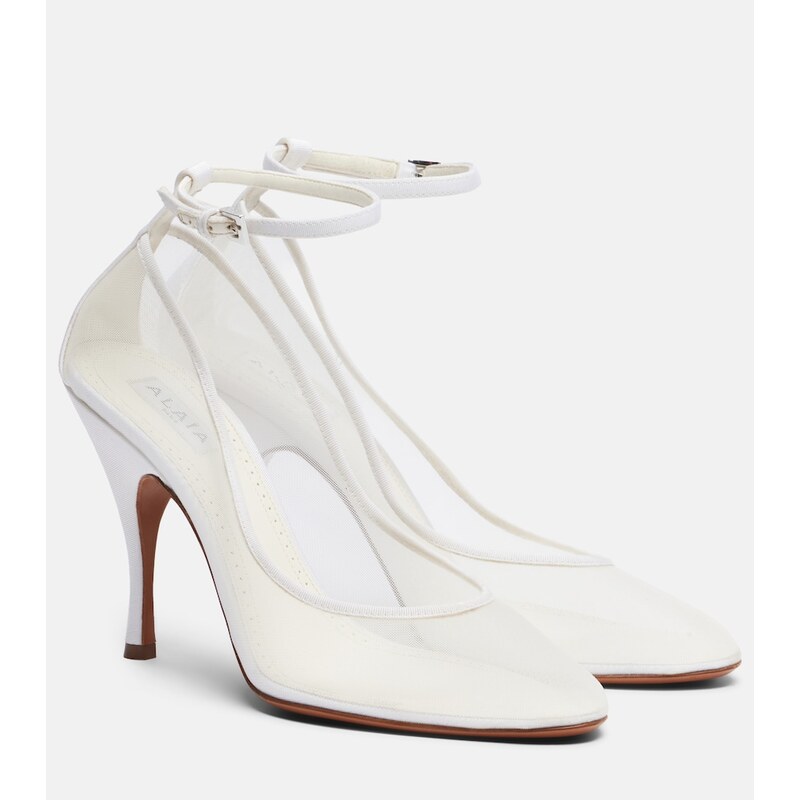 Alaïa Grosgrain-trimmed mesh pumps