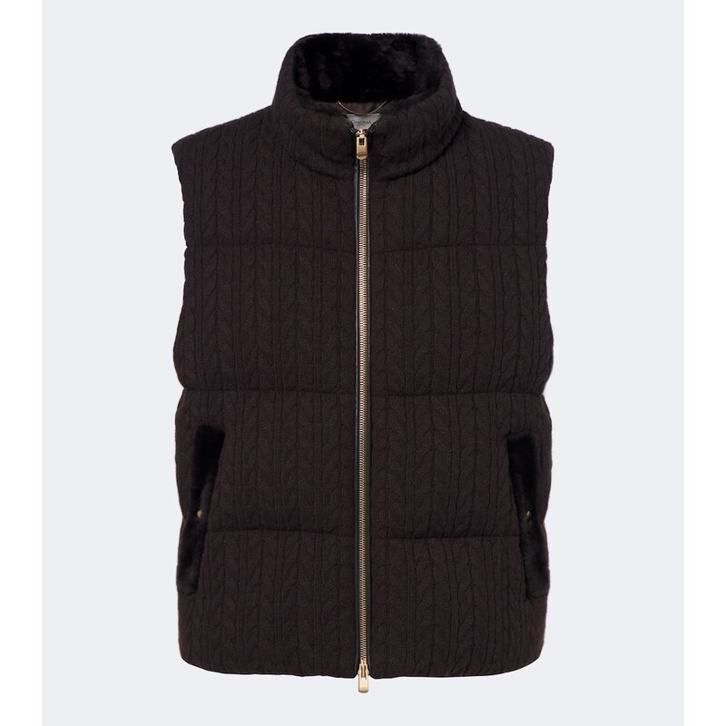Agnona Cable-knit cashmere puffer vest