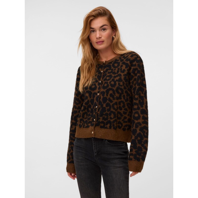 VERO MODA Kardigan VMNEWKAI karamelová / tmavě hnědá
