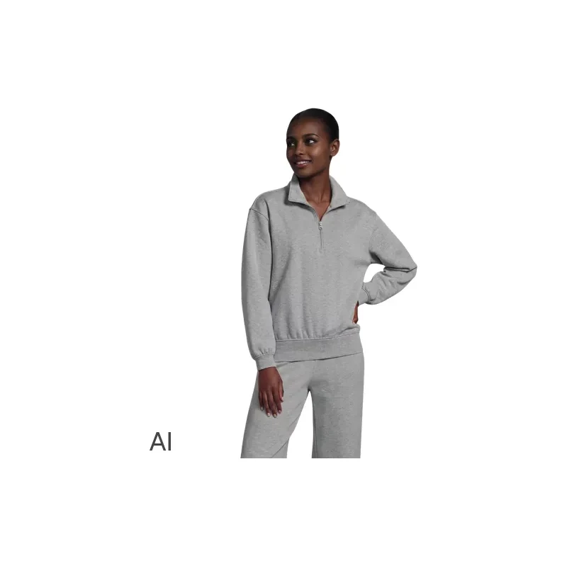Quarter Zip Serious Sweats Sweatshirt, Women, size: L, regular,