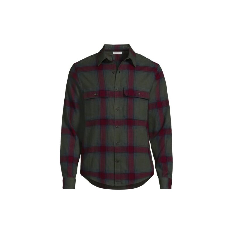 Waffle Work Shirt, Men, size: S, regular, Red, Cotton, by Lands