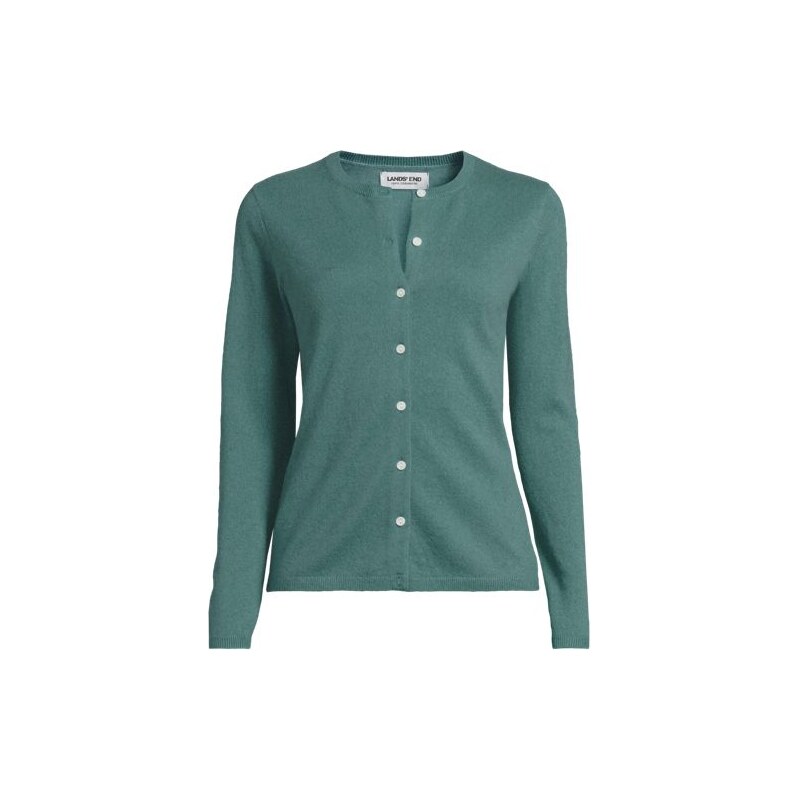 Crew Neck Cashmere Cardigan, Women, size: XS, petite, Green,