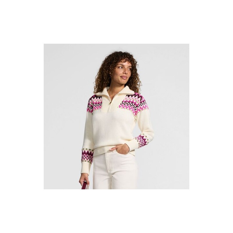 Slim Fit Jacquard Zip-Neck Drifter Jumper, Women, size: S,